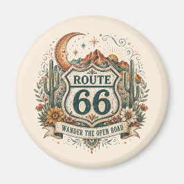 Västra Route 66 Saguaro Solnedgång Souvenir Magnet