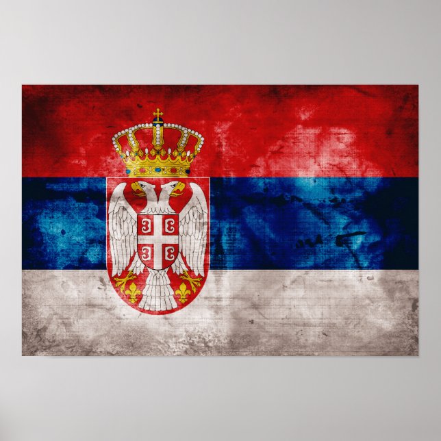 Västra Serbien Flagga Poster (Framsidan)