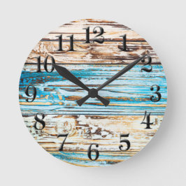 Västra shabby chic-strandremsor Oceanen Clock Rund Klocka