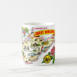 Västra Virginia Illustrerad karta Kaffemugg