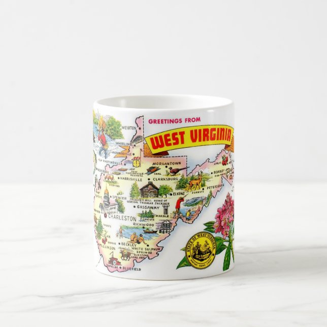 Västra Virginia Illustrerad karta Kaffemugg (Center)