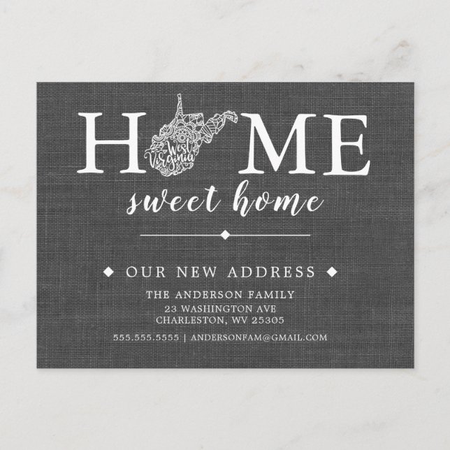 VÄSTRA VIRGINIA Statens flyttningsmeddelande vykor Meddelande Vykort (Framsida)