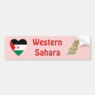 Västsahara Flagga Hjärta + Karta Bildörslapp Bildekal