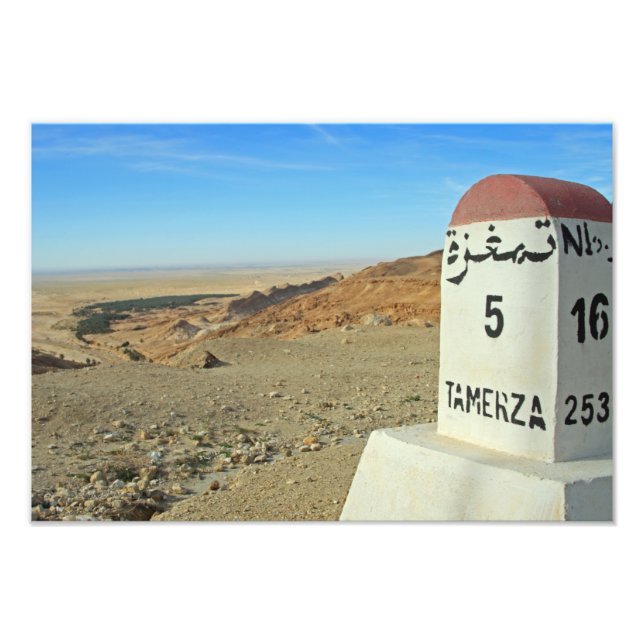 Västsaharas milstolpe, Tunisien Fototryck (Framsidan)