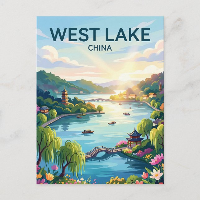 Västsjön Kina Vykort (Framsida)