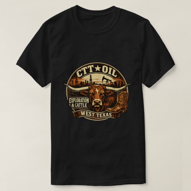 Västtexas boskap olja arv t shirt (Design framsida)