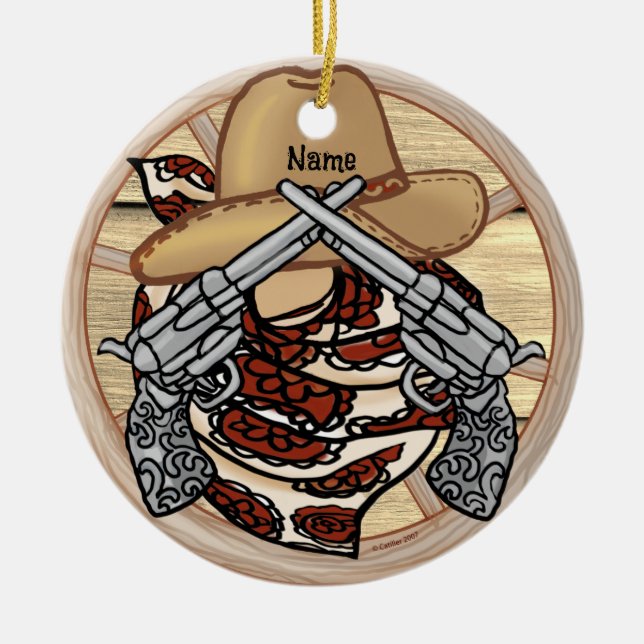 Västtexas Cowboy  Julgransprydnad Keramik (Framsidan)