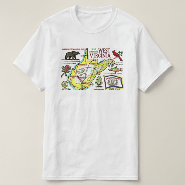 Västvirginien Karttröja T Shirt (Design framsida)
