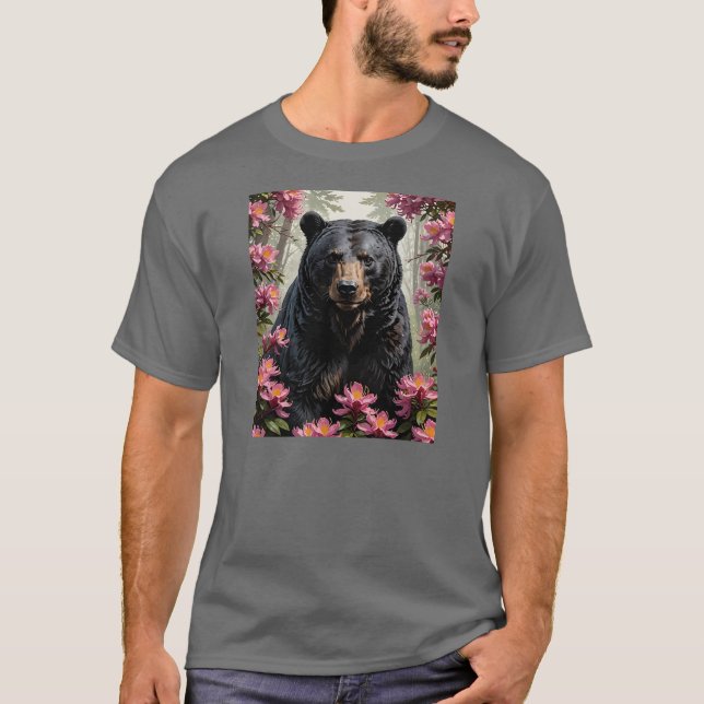 Västvirginisk björn och rododendron t shirt (Framsida)