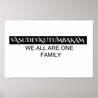 Vasudevkutumbakam väggkonst - Sanskrit Citat Poste