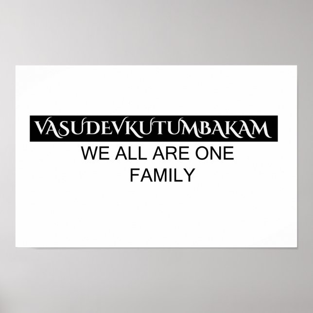 Vasudevkutumbakam väggkonst - Sanskrit Citat Poste (Framsidan)