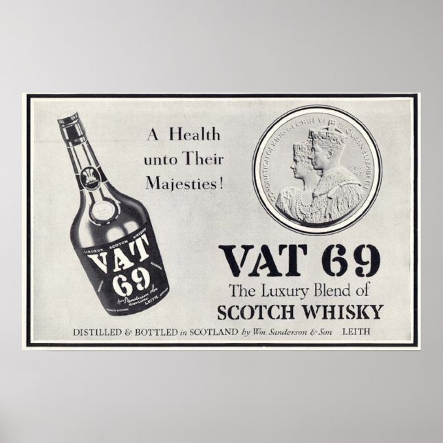 Vat 69 scotch wiskey poster (Framsidan)