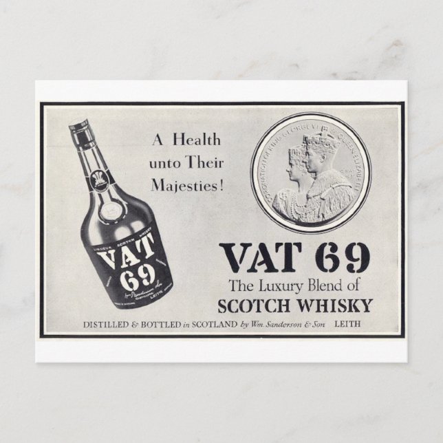Vat 69 scotch wiskey vykort (Framsida)