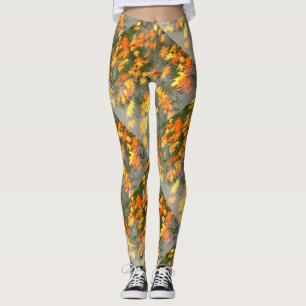 våt höst löv leggings