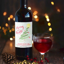 Vätefärg Julgran i Merry & Bright Roligt Vinflaska Etikett