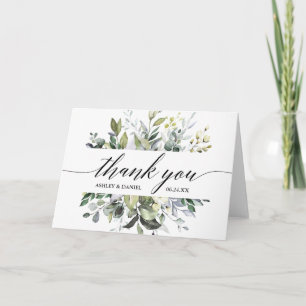 Vätefärgad Grey Calligraphy Foled Bröllop Tack Kort