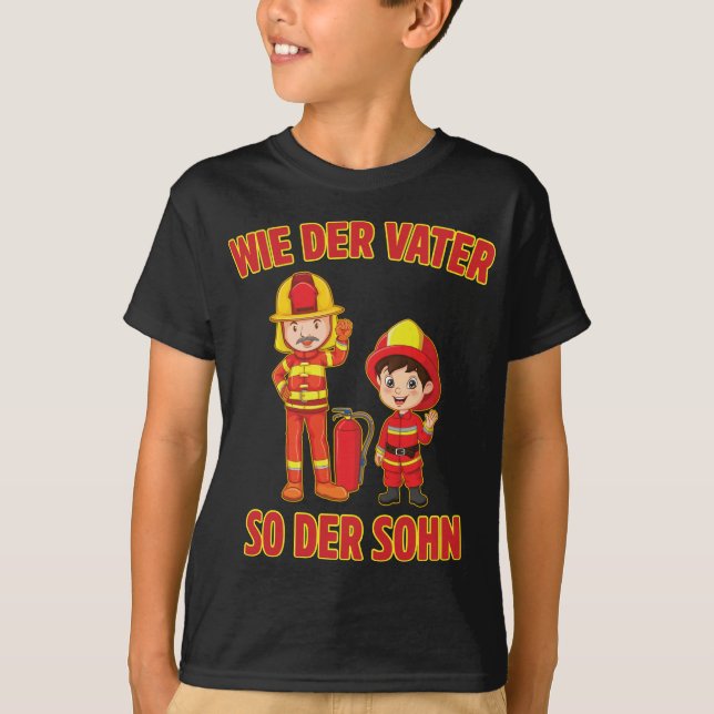 Vater Sohn Feuerwehrmann Junge Feuerwehr T Shirt (Framsida)