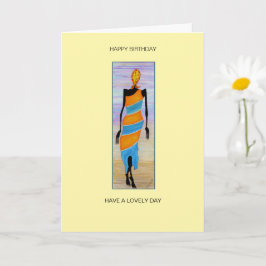 Vatercolor African Art Elegant Dam Birthday Kort