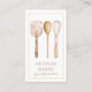 Vatercolor Bakery Baker Pastry Chef Utensils Visitkort