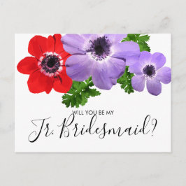 Vatercolor be my Jr. Junior Bridesmaid vycard Inbjudan Vykort