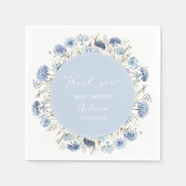 Vatercolor Blue Girl Boy-babydusch Pappersservett (Framsidan)