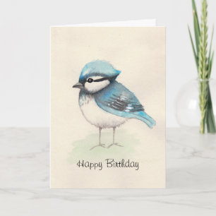 Vatercolor Bluejay Birthday Card Kort
