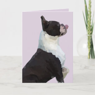 Vatercolor Boston Terrier-hälsningskort Kort