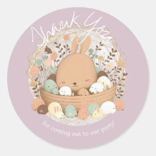 Vatercolor Bunny Påsk Bohemian Birthday Tack Runt Klistermärke