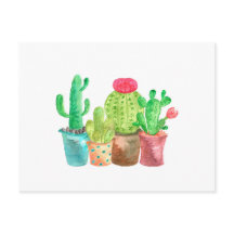 Vatercolor Cactus vycard