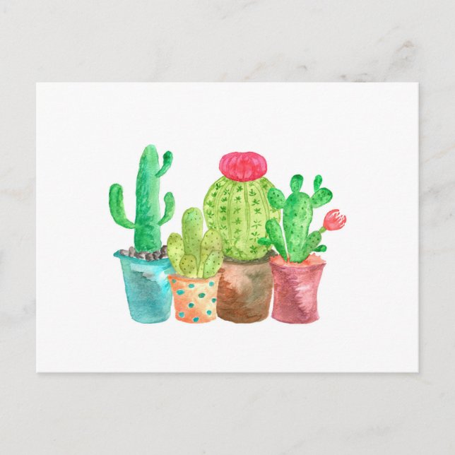 Vatercolor Cactus vycard Vykort (Framsida)
