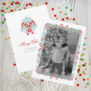 Vatercolor Candy cane Garland Ram jul Julkort