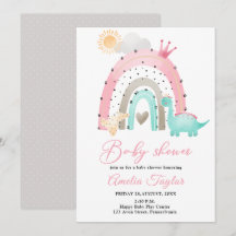 Vatercolor Dinosaur Flicka Dino babydusch in i