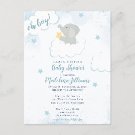 Vatercolor Elephant Baby Shower-vykort Inbjudan Vykort