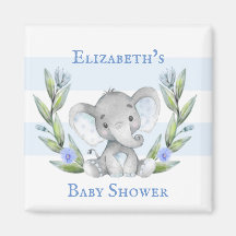 Vatercolor Elephant Greenery Boy Shower