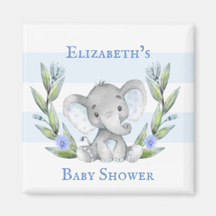 Vatercolor Elephant Greenery Boy Shower Magnet