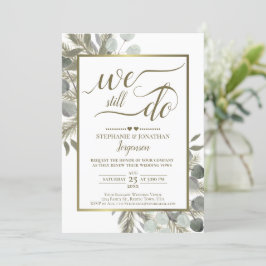 Vatercolor Eucalyptus & Gräs Guld Vow Renewal Inbjudningar