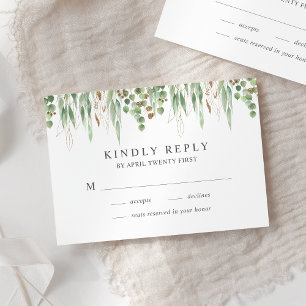 Vatercolor Eucalyptus Greenery Modern Bröllop OSA Kort