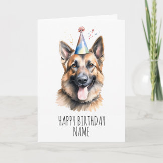 Vatercolor German Shepherd Birthday Card Kort