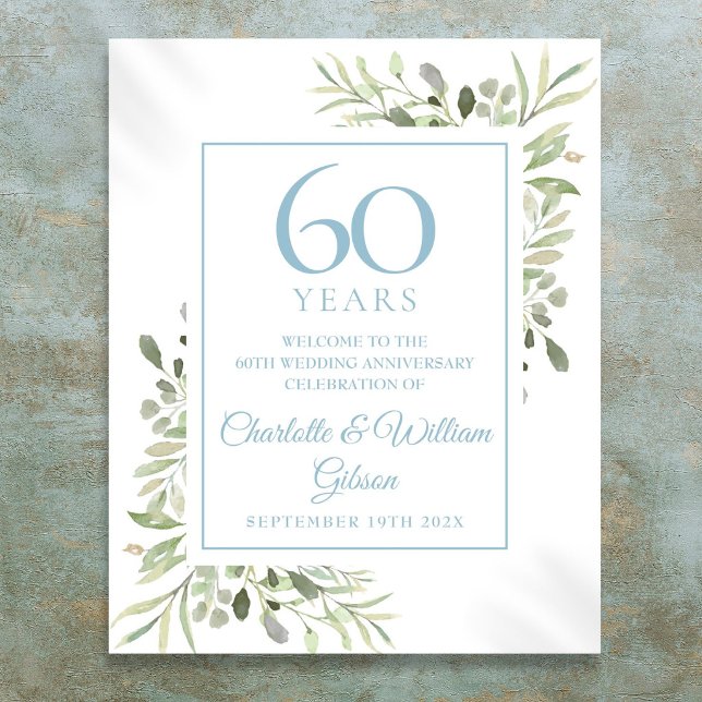 Vatercolor Greenery 60-årsjubileum Välkomna Poster (Watercolor Greenery 60th Anniversary Welcome Poster
)