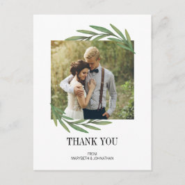 Vatercolor Greenery Bröllop Tack vykort