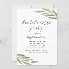 Vatercolor grenery calligraphy bachelorette Party Inbjudningar