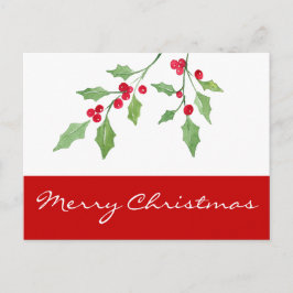 Vatercolor Holly Sprigs vykort