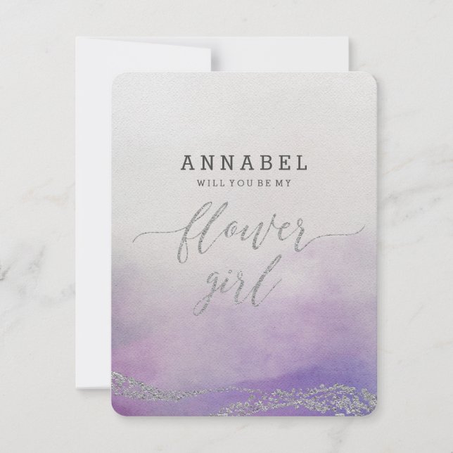 Vatercolor i Orchid blir du min ungflicka Inbjudningar (Framsida)