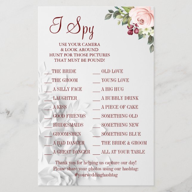 Vatercolor Jag spionerar på bröllopsspelkort Flygblad (Framsidan)