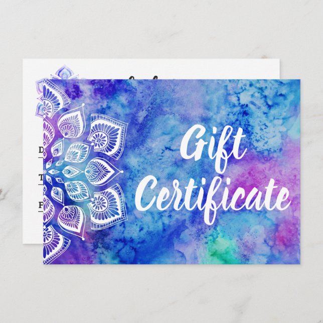 Vatercolor Mandala Holistic Gift-kort Inbjudningar (Fram/baksida)