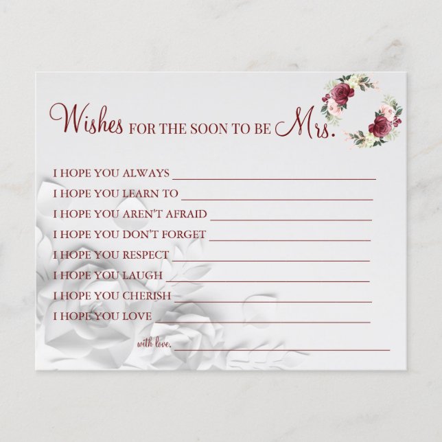 Vatercolor Önskemål för snart är mrs Card Flygblad (Framsidan)