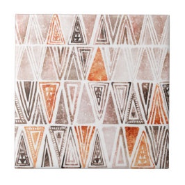 Vatercolor Pastel Terracotta Tribal Triangles Kakelplatta