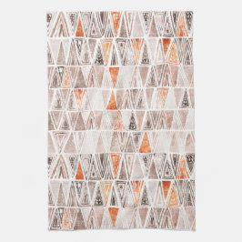 Vatercolor Pastel Terracotta Tribal Triangles Kökshandduk