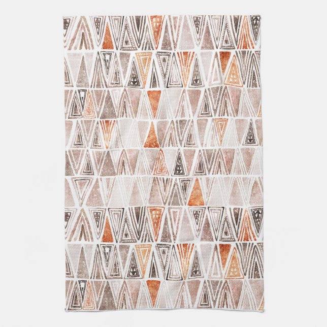 Vatercolor Pastel Terracotta Tribal Triangles Kökshandduk (Vertikal)