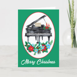Vatercolor Piano Music Teacher jul Helgkort